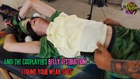 Andi The Cosplayer's Belly Destruction - "I Found Your Weak Spot"