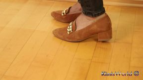 Asmr Nylon Footsteps - Shiny Flats Tapping on Wooden Floor