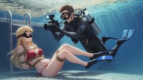 Underwater Bondage Breath Play in Pool - Red Bikini Bound Girl & Squirting Orgasm