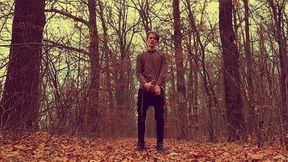 the horny boy wanking his big dick (23cm) in a forest / outdoors / hide / hot / cute