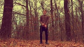 the horny boy wanking his big dick (23cm) in a forest / outdoors / hide / hot / cute