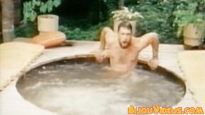 ”Bearded vintage homo strokes while his ass buddies blow”