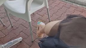 Dirty feet dangling sexy sandals avi