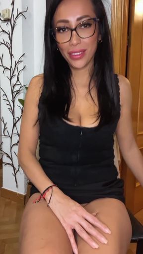 Curvy MILF latina shows off her curves while sitting alone