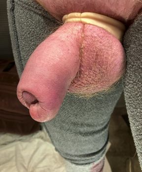 Uncut flaccid penis up close, right in your face.