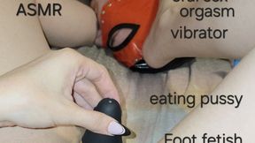 ASMR video clip with long nails fetish, foot fetish, licking, sucking, vibrator, orgasm, eating pussy, ass worship, massaging with Miss GospodaricaEmma and Her Alpha man Wolfy01