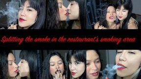 Splitting the smoke in the restaurant's smoking area