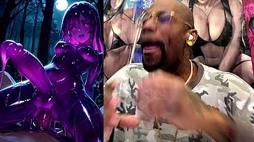 Petite Long Hard Cock Transgender Slime Girl Oozing Slimy Cum While Cowgirl Fucking, AI Generated