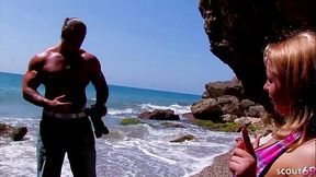 Curvy Teen Nicole Pearl Rough Anal Fuck by muscled Stranger on the Beach