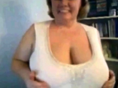 Mature Nancy playing with her boobs on webcam