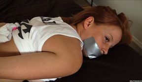 tiny redhead alyssa hart duct tape gagged in three hot gag fetish videos