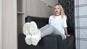 Amina - white sneakers and socks 4K