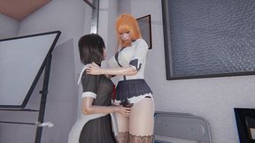 anime collage girls scissor