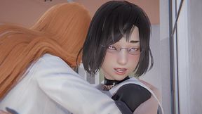 anime collage girls scissor