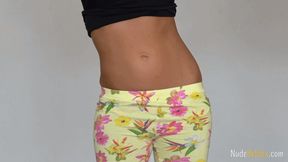 Skinny fitness girl Pauli shows off her tummy and navel (HD quality)