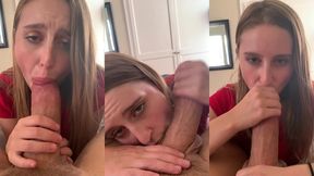 sexy blonde teen sucks off cock bigger than her head - laney grey - brad newman