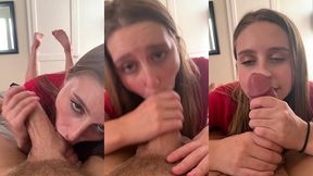 sexy blonde teen sucks off cock bigger than her head - laney grey - brad newman