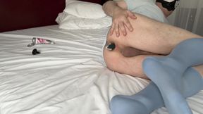 Blue Knee High Burlingtons, Toying Ass &amp; Cumshot