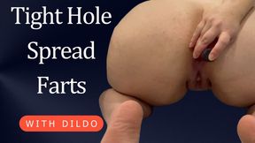 Tight Hole Spread Farts with Dildo