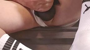 Puma sweatsocks and black Chinese nylon sheers