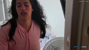 I find my stepsister on video call with boyfriend, she masturbates very well