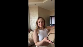 A cutie in sexy lingerie gets turned on by reading