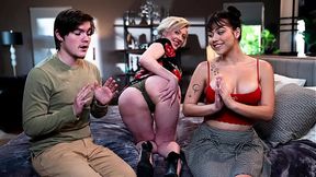 MILF Dee Williams teaches stepson Tyler and petite Lilith ass play in a hot threesome