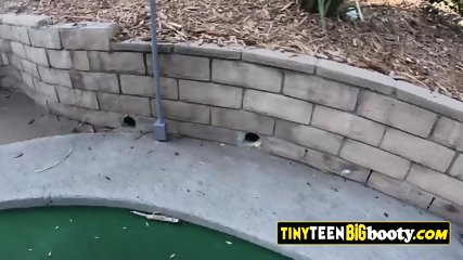 Playing mini golf before getting fucked hard on the couch