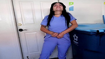 Nurse Sushii Xhyvette totally pissing her uniform scrubs