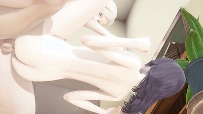 Dude stretches girl's pussy with his hands in a cartoon 3D video