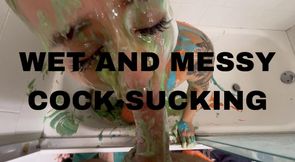 WET AND MESSY SLOBBING ON HIS KNOB