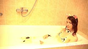 Milky Cow Trans Slut Bathtub Cock Gush Destroyed