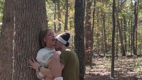Deer Girl enjoys fucked hard and creampied in the woods