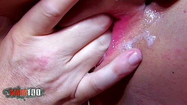 A real bomb, brunette with great blue eyes is getting fucked