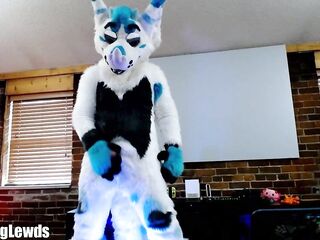 Fursuiter Strokes his Schlong and Cums Hard