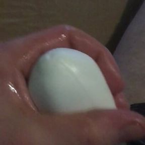 Masturbating With Bound Balls Cockrings Stroker Toy And Masturbator Egg