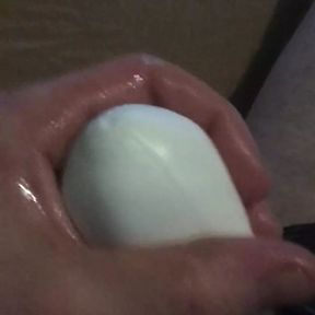 Masturbating With Bound Balls Cockrings Stroker Toy And Masturbator Egg