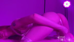Trans Crystal Thayer wrecks Pocket Pussy with Glass Butt Plug until creamy overflow