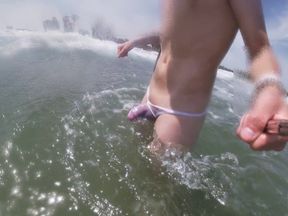 I Have a Sexy Cock and I Think People Must Know so I Wear a See Through Thong in a Public Beach