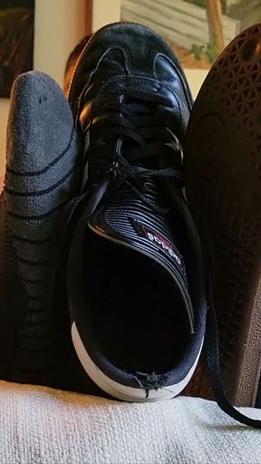 Sir stripping off his Sambas and teasing you w his stinky socked feet   Clip 1