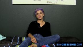 Cute twink toys with fat dong and moans for us too with passion