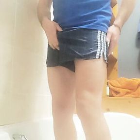 Nice piss in me shiny vintage Adidas footie shorts