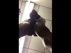Biggest black cock cumshot toilet office