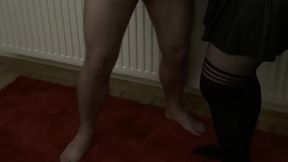 I really want this position.Boss,let me jerk your cock off and cum on my Leather Skirt.