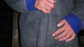 Big Uncut Cock Naked Night Time Masturbating Outdoors, Creamy Cum on Table - Rockardglans