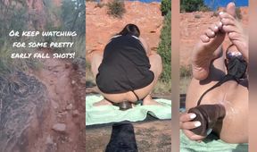 Femboy hikes hard trail with chubby bottom and creamy anal dildo gape