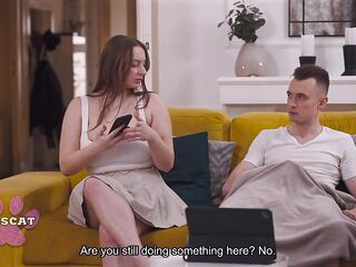 Step Mommy Catches Breasty Amber Bloom Jerks Step Bro on Bed Spanks Her During Doggy