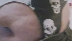 Wearing a skull shirt that shows my belly button