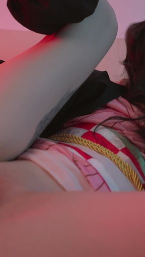 Nezuko plays with her wet holes. Karneli Bandi