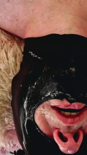 Thrilling moment from "Deepthroat training. Dominatrix Nika trains slave's throat with her strapon. Sexy ass"